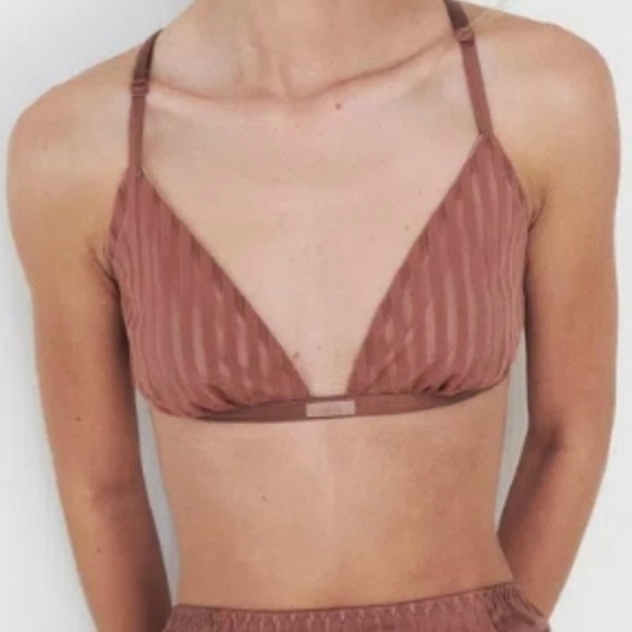 Lunya Stretch Stripe Bralette Brown Bra. Only tried on once. - Picture 4 of 8